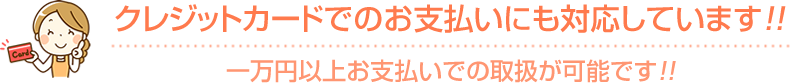 クレジットカードでのお支払いにも対応しています!!