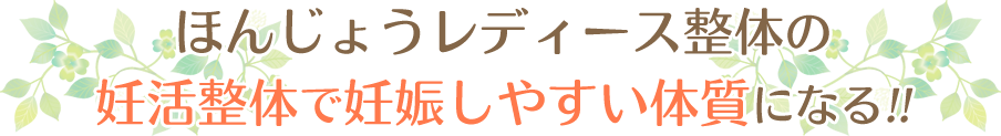 ほんじょうレディース整体の任活整体で妊娠しやすい体質になる!!